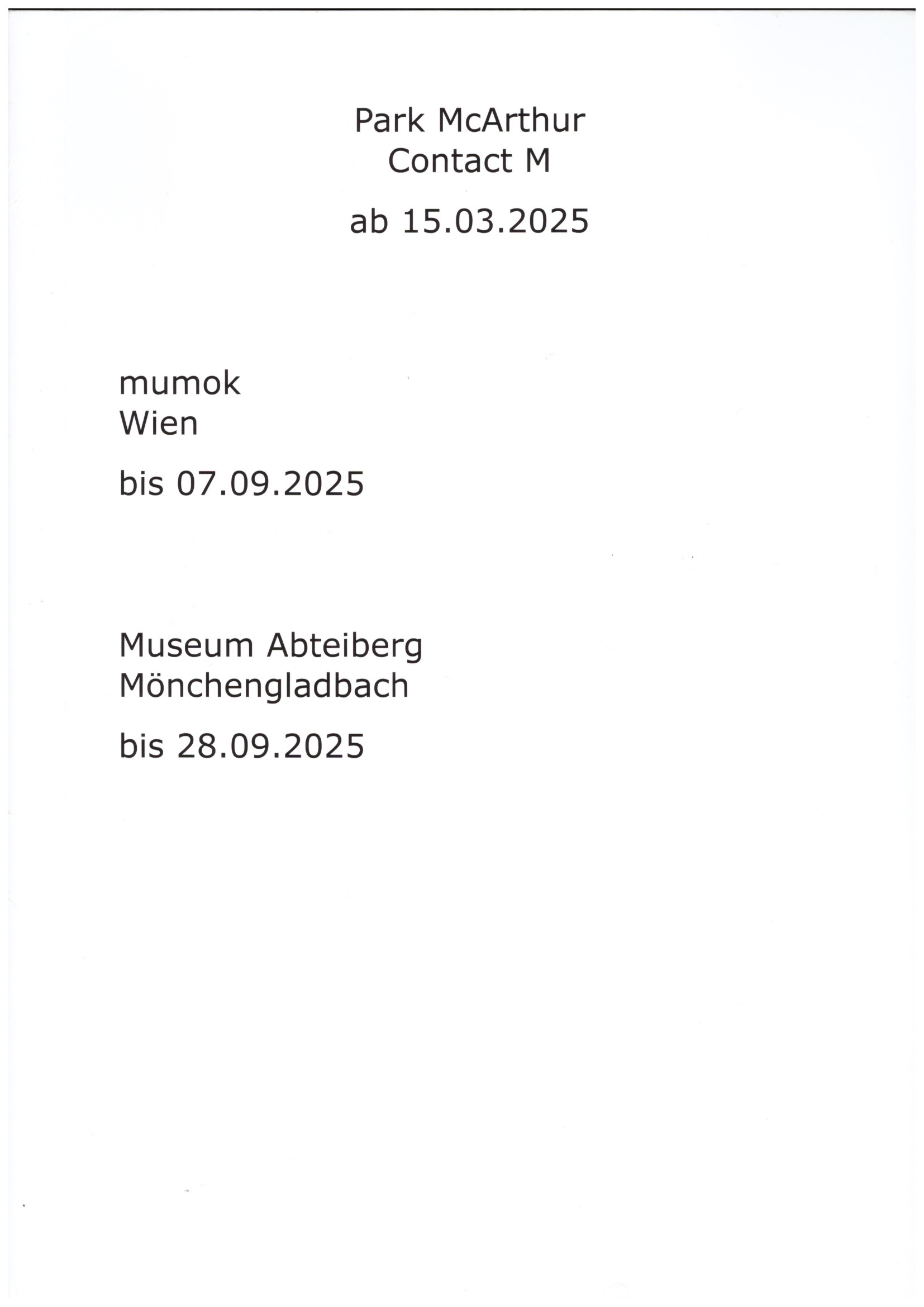 McARTHUR, Park; MICHALKA, Matthias (ed.); TITZ, Susanne (ed.) - Contact M McARTHUR, Park; MICHALKA, Matthias (ed.); TITZ, Susanne (ed.) - Contact M